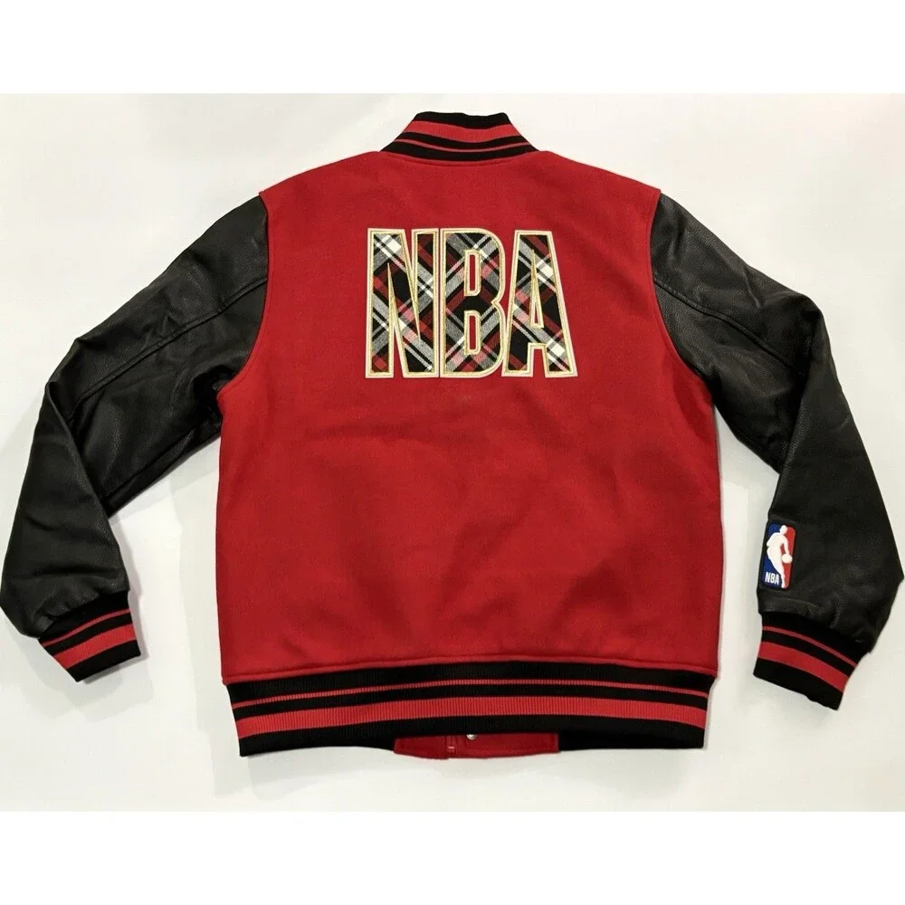 Pro Standard NBA Basketball Varsity Jacket Full Zip Red & Leather Men’s L NWT